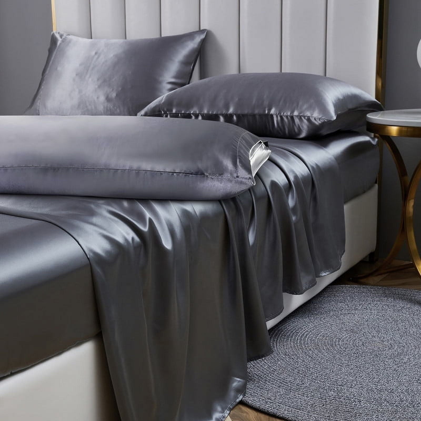 Premium Egyptian Cotton Luxury 5-Piece Satin Sheets Twin Silk Sheets Bed Sheet Set Ultra-Silky & Skin-Friendly Deep Pocket Bed Flat Fitted Sheet - Breathable Egyptian Cotton Flat & Fitted Sheets - Default Title