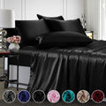 Breathable Luxury Twin Silk Gray Bed Sheet Set Deep Pocket Bed Flat Fitted Sheet, 3-Pieces - Luxury Bed Sheet Set with Deep Pockets - Default Title
