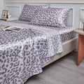 Ultra-Soft Satin Sheets Twin Silk Sheets Silver Leopard Bed Sheet Set Deep Pocket Bed Flat Fitted Sheet, 3-Pieces - Breathable Egyptian Cotton Flat & Fitted Sheets - Default Title