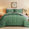 Luxurious Quilted Grass Green/Grey Queen Size Comforter Set,3-Pieces Reversible Comforter Set Soft and Lightweight,All Season Down Alte... - Luxurious Quilted Duvet Cover Set - Default Title