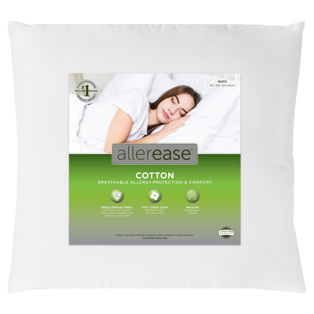 Decorative Plump Cotton Euro Throw Pillow, 26" x 26", White- Allergy Defense Fabric - Hotel Quality Plush Sleeping Pillows - Default Title
