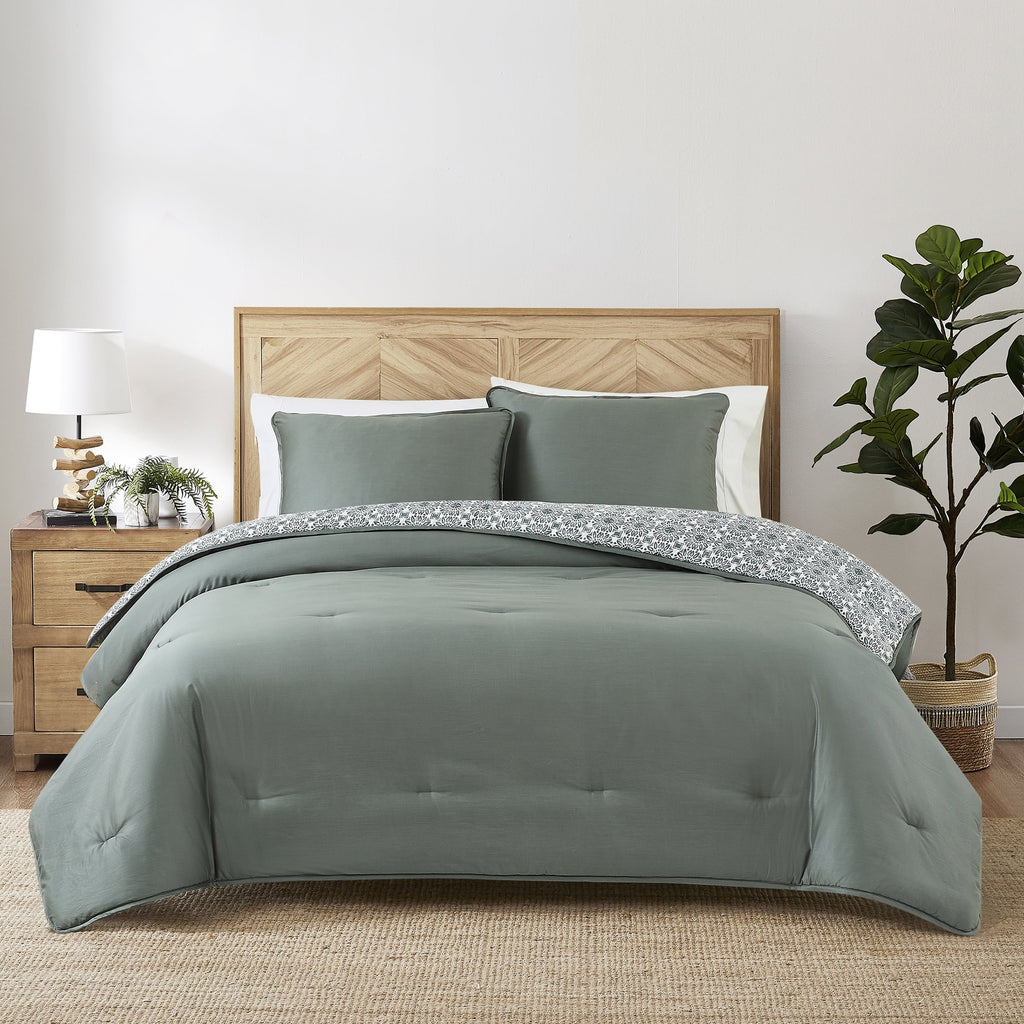 Heavyweight Warmth 3-Piece 400 Thread Count Flag Stone Green Cotton Lyocell Blend Comforter Set, Adult King - All-Season Down Alternative Comforter Insert - Default Title