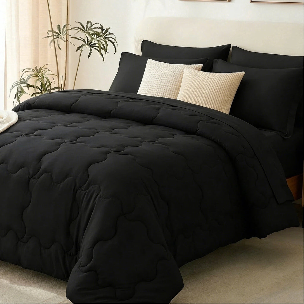 Hypoallergenic Cloud 7 Pieces Comforter Set Full，Bed in A bag，All Seasons Bedding sets with Comforter,Fitted Sheet,Flat Sheet,Pillowcases ... - Cloud-Like Soft Lightweight Bed Comforter - Default Title