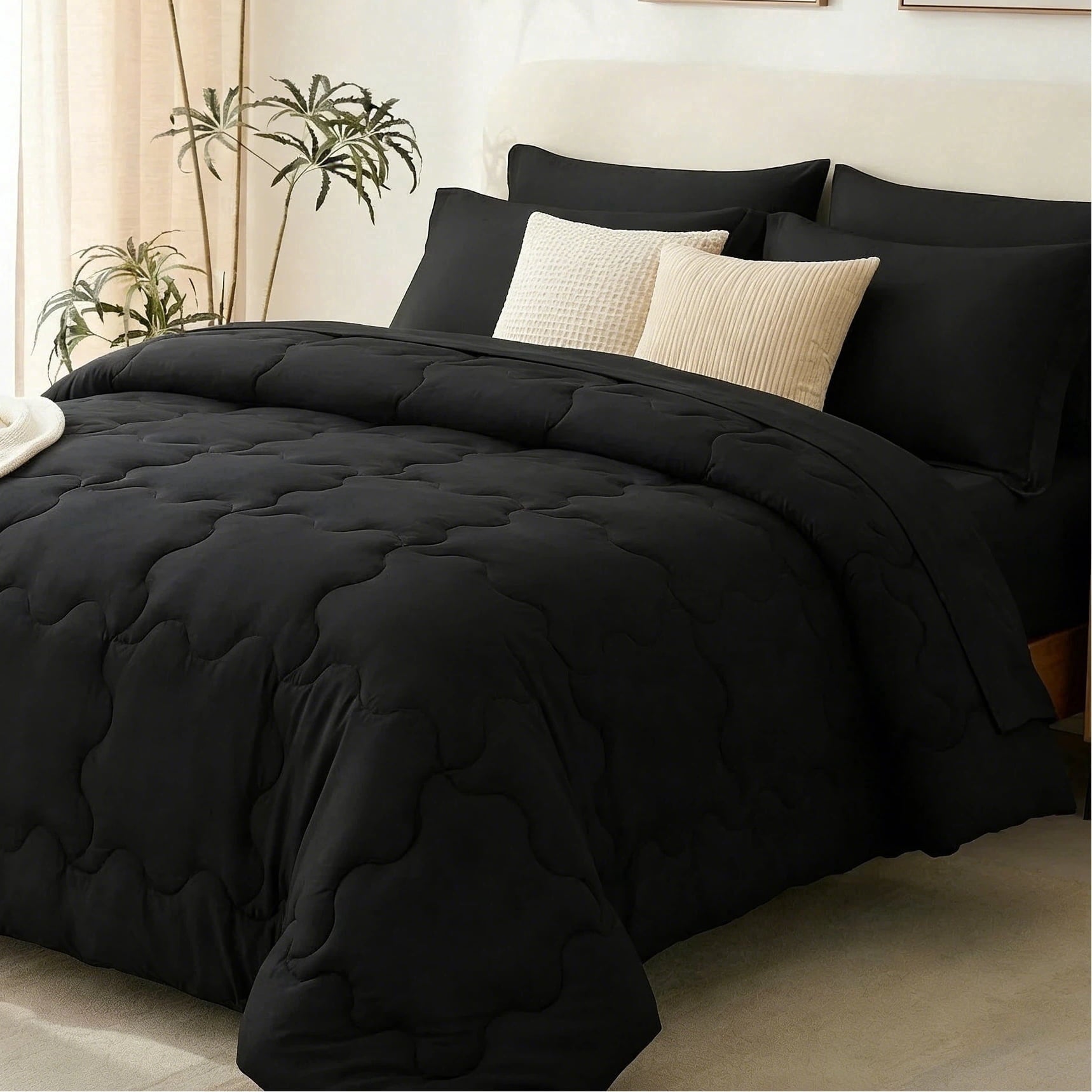Hypoallergenic Cloud 7 Pieces Comforter Set Full，Bed in A bag，All Seasons Bedding sets with Comforter,Fitted Sheet,Flat Sheet,Pillowcases ... - Cloud-Like Soft Lightweight Bed Comforter - Default Title
