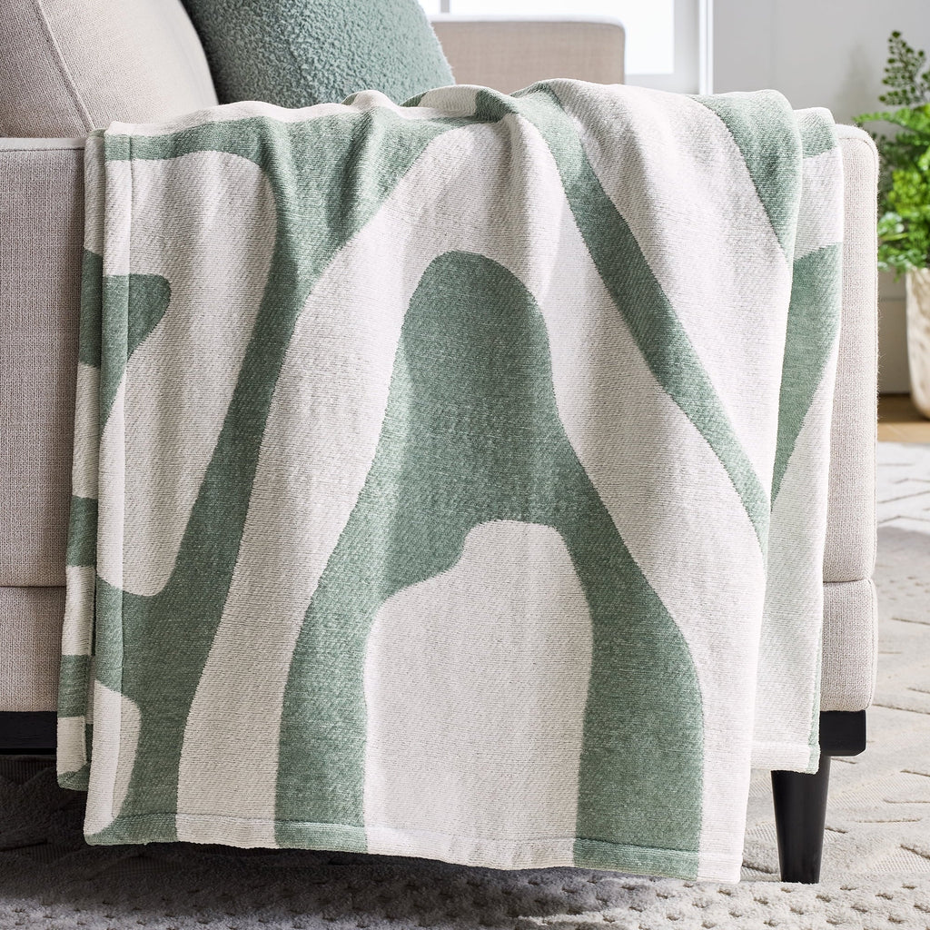 Reversible Sherpa Chenille Jacquard Soft Throw Blanket, Soft Sea - Luxury Knitted Decorative Throw Blanket with Fringes - Default Title