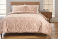 Luxurious Quilted Woven Damask 2-Piece Comforter Set, Blush, Full Queen, All Ages - All-Season Down Alternative Comforter Insert - Default Title