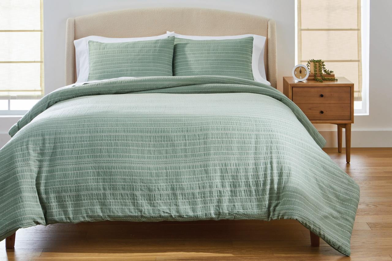 Fluffy Down Alternative Crafted Woven 3-Piece Comforter Set, Green River, Full Queen, All Ages - Luxurious Quilted Duvet Cover Set - Default Title