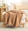 Lightweight Warm Cozy Knit Throw, Dark Caramel, 50x72" - Super Soft Reversible Sherpa Flannel Blanket - Default Title