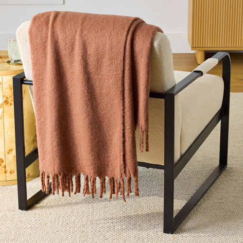 Cozy Fleece Faux Mohair Cozy Couch Throw Blanket Terracotta Clay, 50x72" - Lightweight Plush Warm Blanket for All Seasons - Default Title