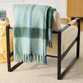 Decorative Knitted Faux Mohair Cozy Couch Throw Blanket Green Plaid, 50x72" - Cozy Fleece Throw Blanket for Couch & Bed - Default Title