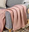 Decorative Knitted Gauze Reverse to Cozy Knit Super Soft Throw Blanket, Oversized, Antique Blush - Super Soft Reversible Sherpa Flannel Blanket - Default Title