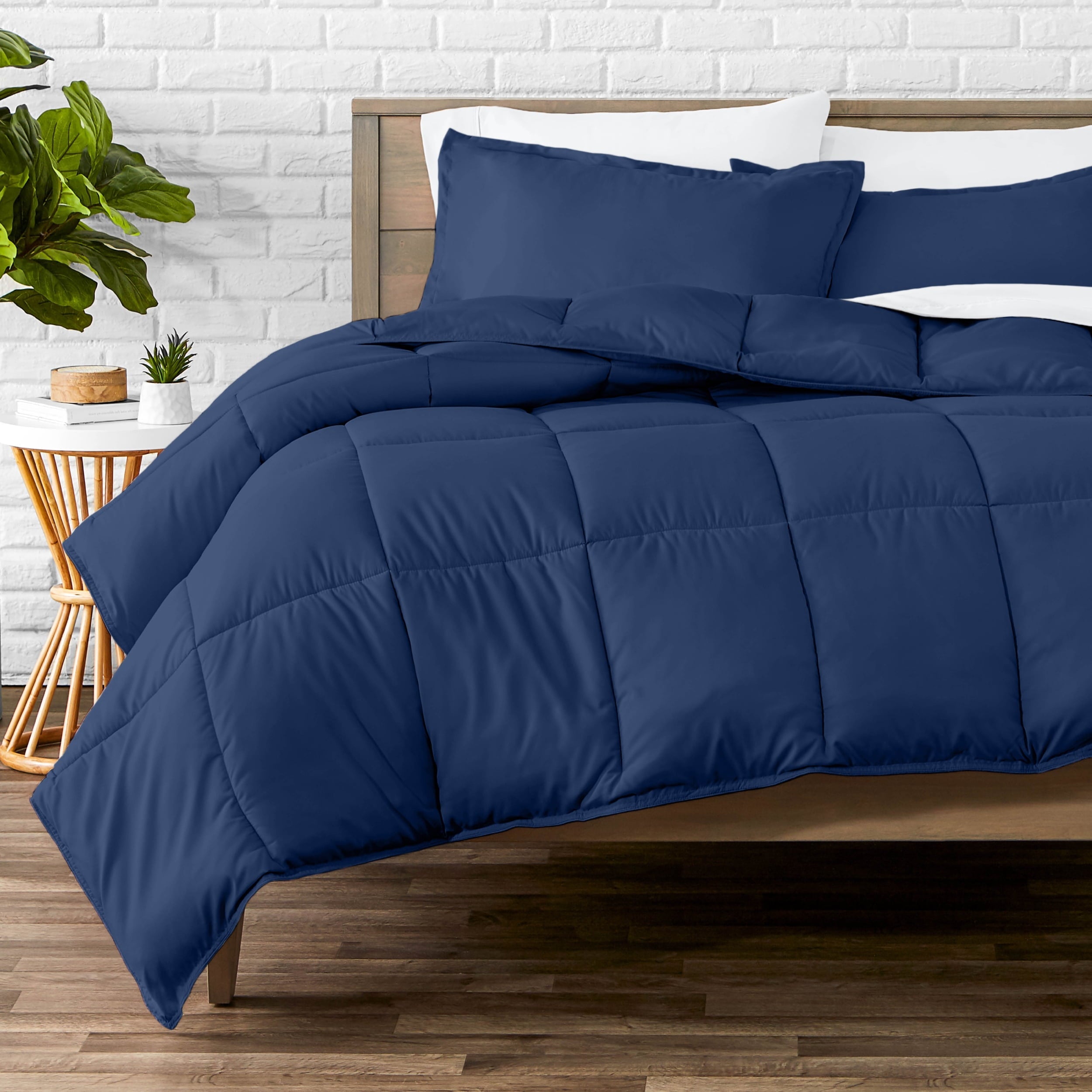 Luxurious Quilted Down Alternative Comforter Set - 3-Pieces - All Seasons - Queen, Dark Blue - Cloud-Like Soft Lightweight Bed Comforter - Default Title