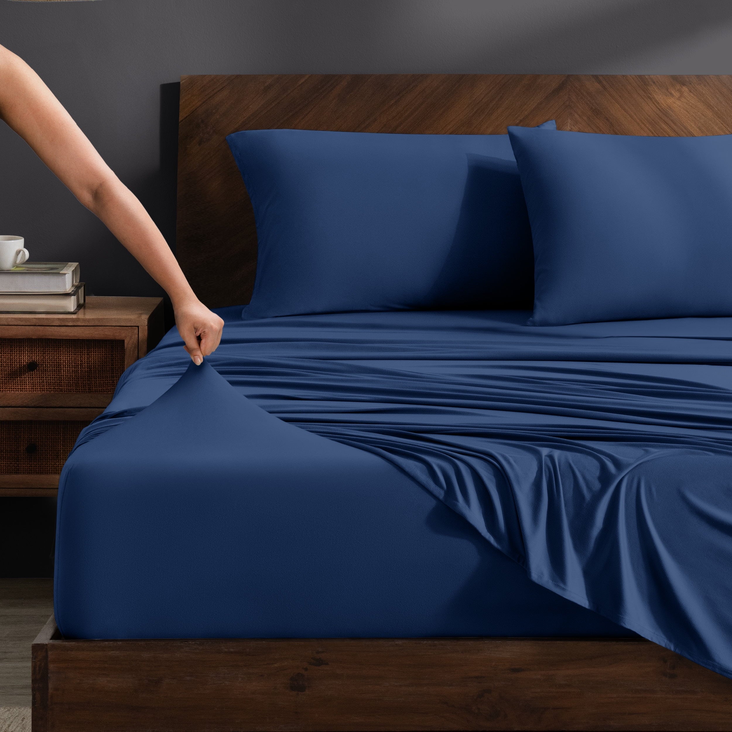 Ultra-Soft Cooling Performance Jersey Knit Stretch Sheet Set, Moisture-Wicking & Breathable, 4-Way Stretch Bed Sheets, Envelope ... - Breathable Egyptian Cotton Flat & Fitted Sheets - Default Title