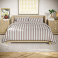 All-Season 100% Cotton Striped 3-Piece Natural Comforter Set, Full/Queen - All-Season Down Alternative Comforter Insert - Default Title