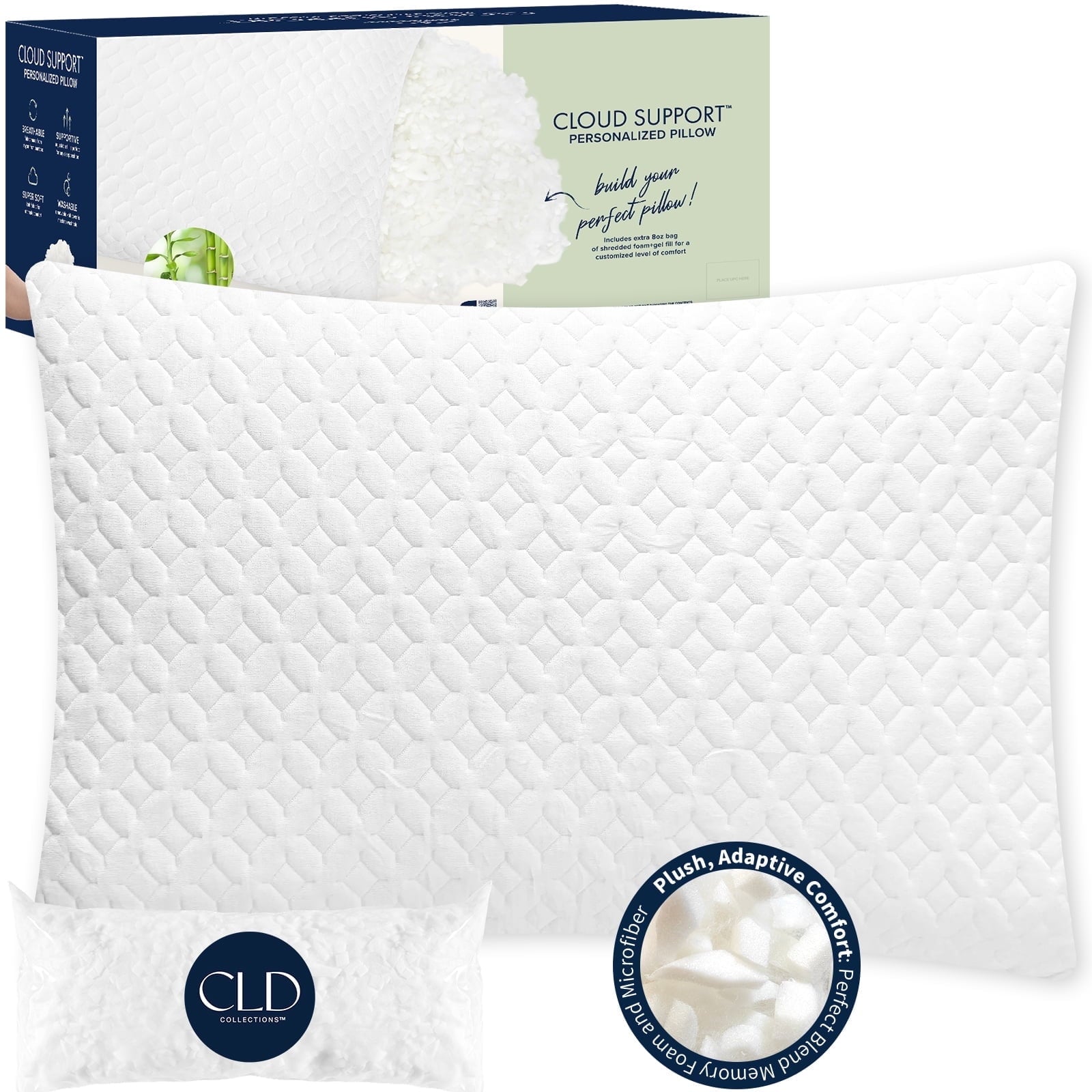 Orthopedic Support Bed Pillows Cross Cut Memory Foam For Sleeping,Queen Size Bedding Pillow(White), Original Pillow for Sleeping，Adjusta... - Decorative Throw Pillow Cushion for Sofa & Bed - Default Title