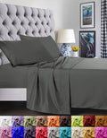 Cooling Sateen 4 Pieces Bed Sheet set Flat,Fitted,Pillowcase , Queen Grey - Breathable Egyptian Cotton Flat & Fitted Sheets - Default Title