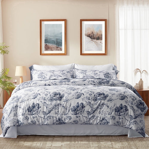 All-Season Queen Comforter Sets,7-Pieces Reversible Bedding Sets,Bed in a Bag with Comforter,Flat Sheet and Fitted Sheet,Pillowc... - Hypoallergenic Ultra-Fluffy Quilt for Winter - Default Title