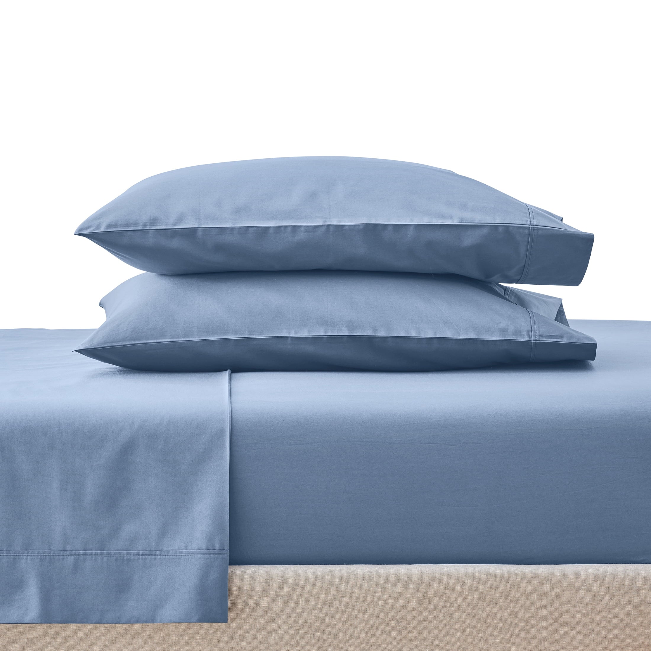Cooling Sateen Cool & Crisp 3-Piece 300 Thread Count Blue Water Cotton Percale Sheet Set, Twin - Cooling Hotel Quality Bedding Sheets and Pillowcases - Default Title