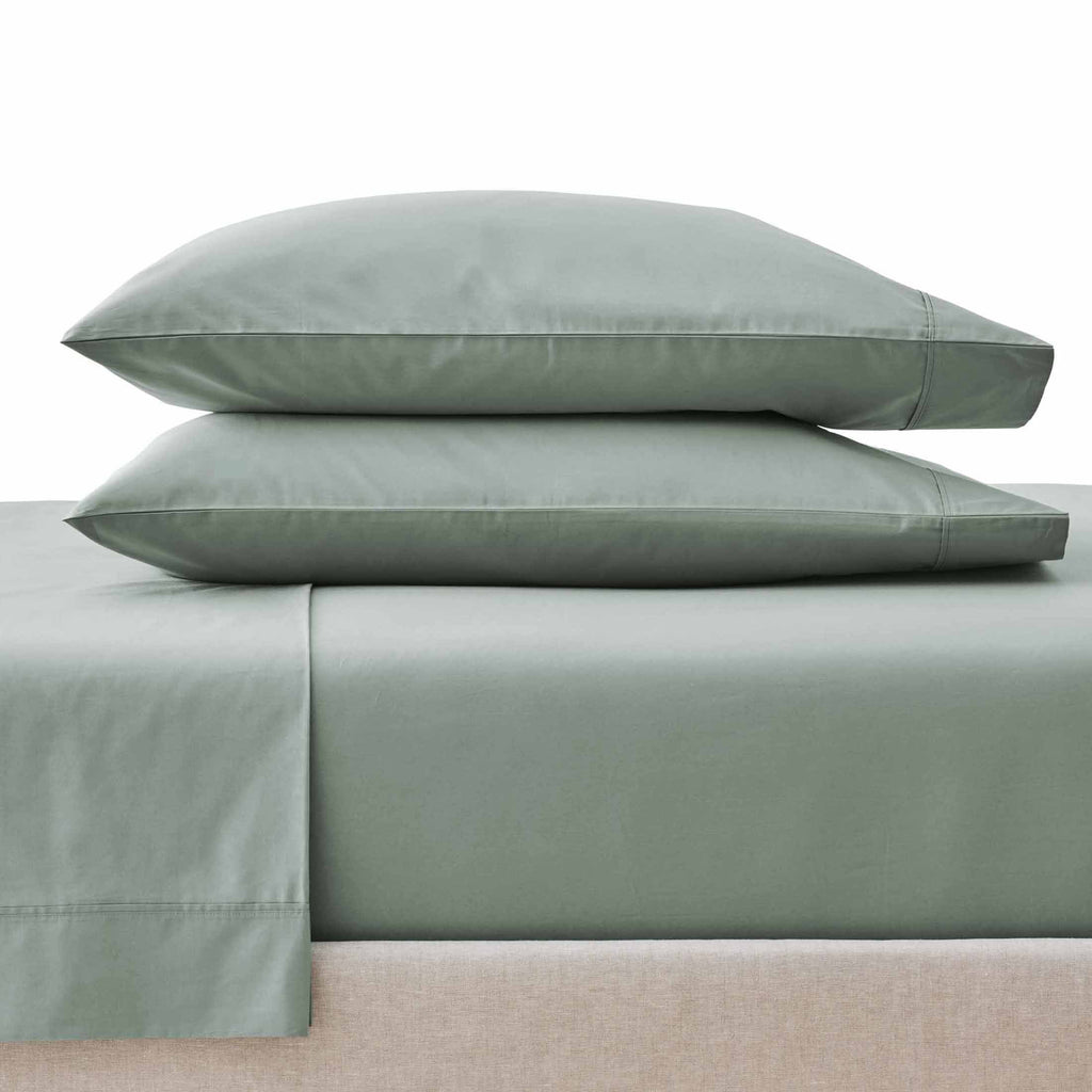 Cooling Sateen Cool & Crisp 4-Piece 300 Thread Count Green River Cotton Percale Sheet Set, Queen - Cooling Hotel Quality Bedding Sheets and Pillowcases - Default Title