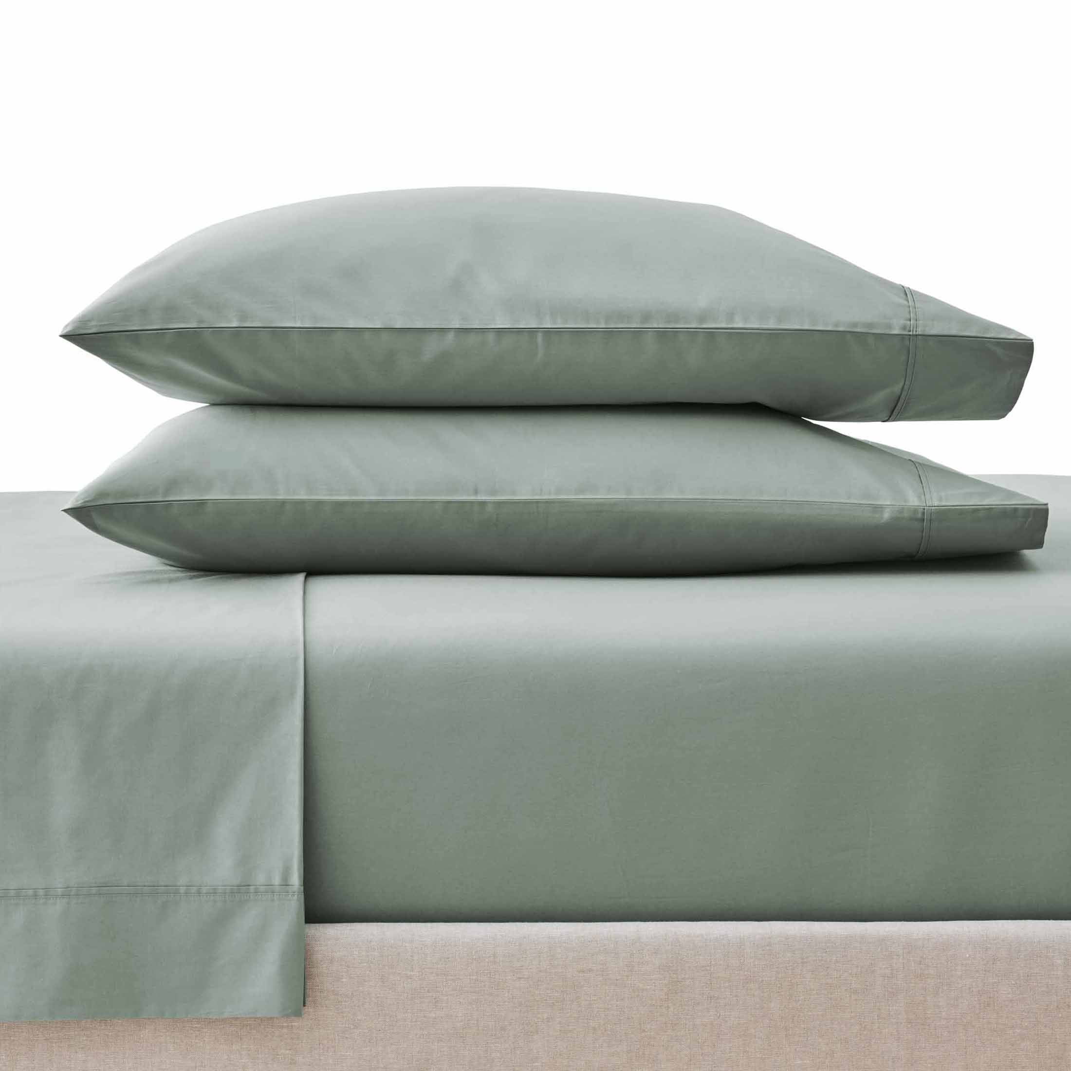 Cooling Sateen Cool & Crisp 4-Piece 300 Thread Count Green River Cotton Percale Sheet Set, Queen - Cooling Hotel Quality Bedding Sheets and Pillowcases - Default Title