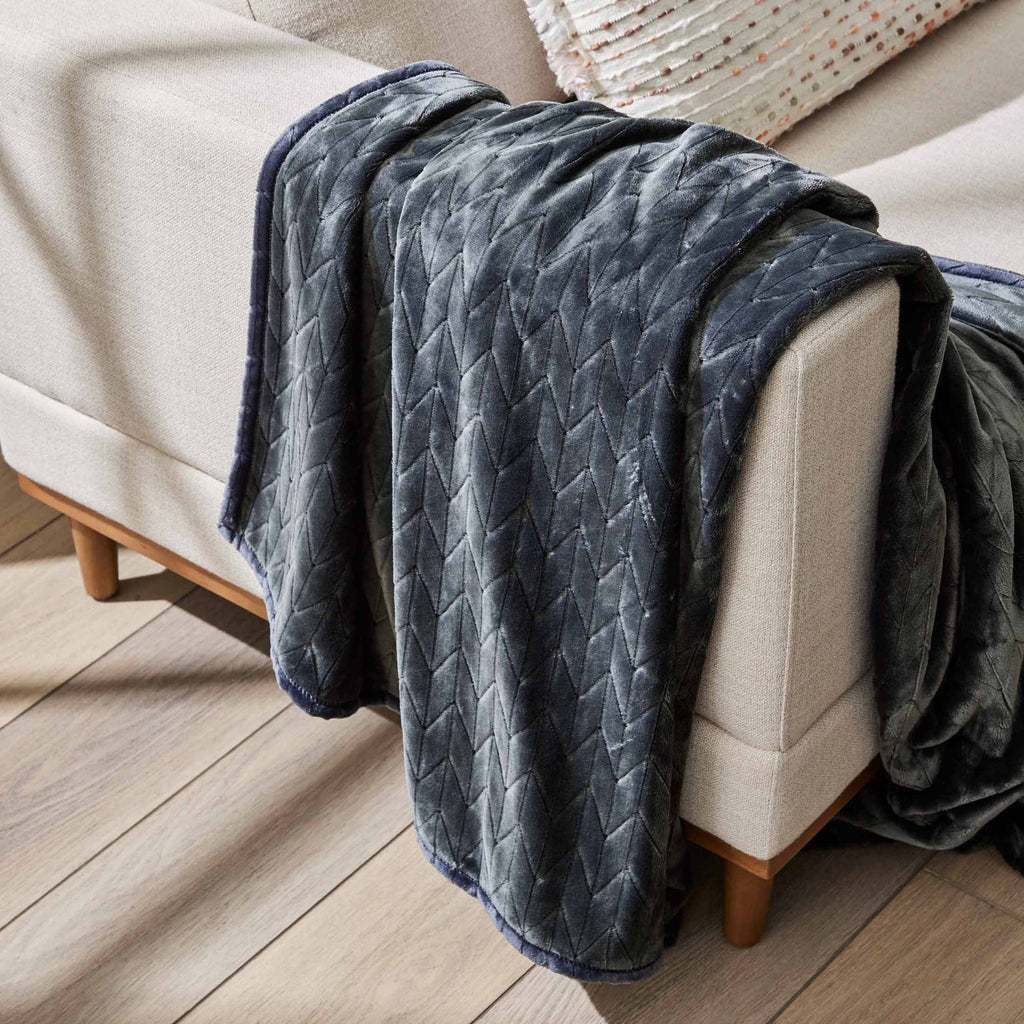 Lightweight Warm Textured Velvet Plush Soft Fleece Throw Blanket, Oversized, Greystone - Lightweight Plush Warm Blanket for All Seasons - Default Title
