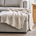 Reversible Sherpa Beige Cozy Knit Throw, 50" x 72" - Cozy Fleece Throw Blanket for Couch & Bed - Default Title