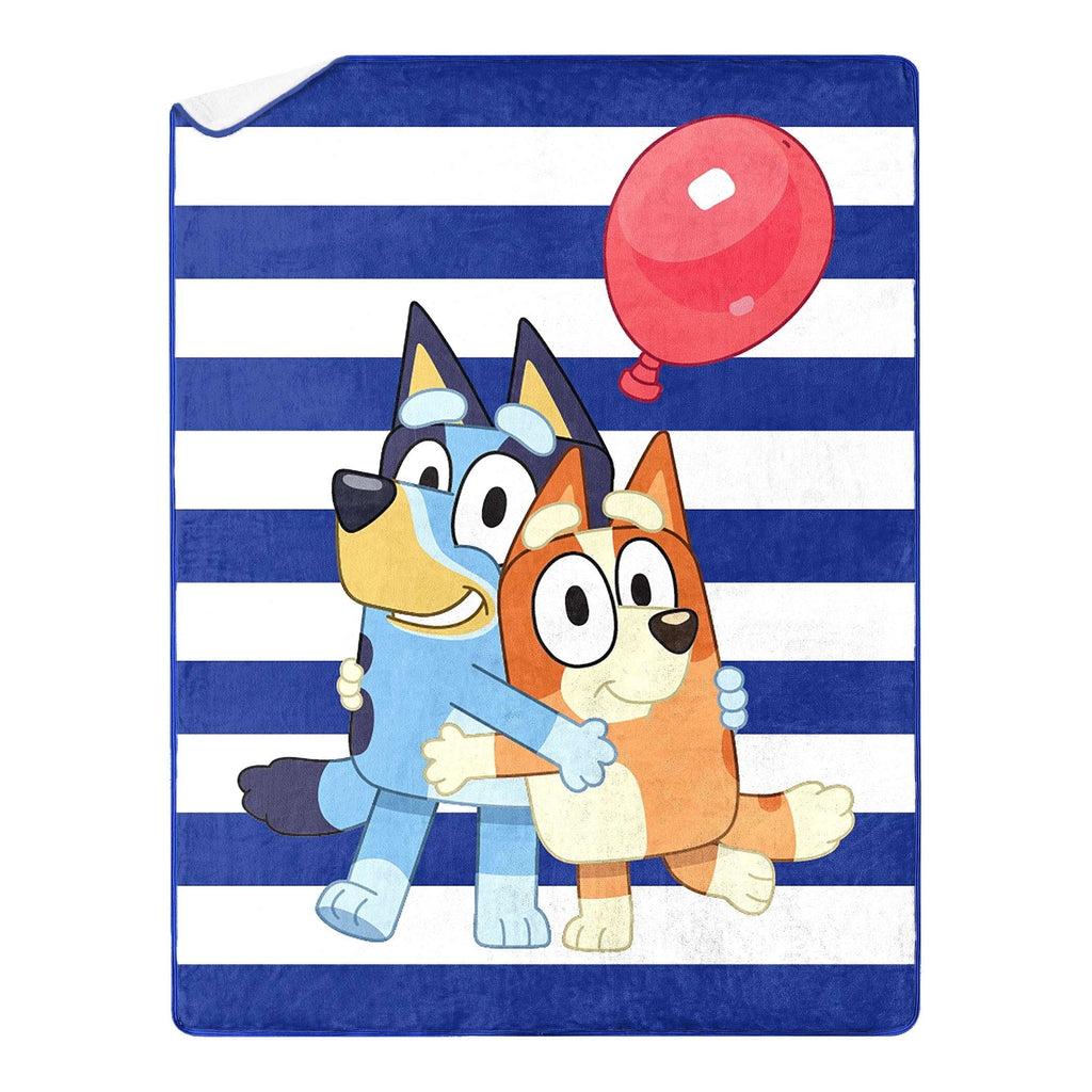 Super Soft Flannel Happy Hugs Kids Silk Touch Throw Blanket with Sherpa Reverse, 46 x 60 inches Blue – Soft Plush Fleece Throw Blanket - Luxury Knitted Decorative Throw Blanket with Fringes - Default Title