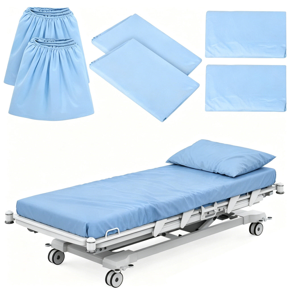 Wrinkle-Resistant 6 Pcs Hospital Bed Sheets Set, Includes 2 Fitted Sheet 84x36x14", 2 Flat Sheets 104x59", 2 Pillowcases 19x29", Soft B... - Cooling Hotel Quality Bedding Sheets and Pillowcases - Default Title