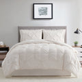 Hypoallergenic Cloud Comforter Set, 3-Piece, Queen, Pleated Wrinkle-Resistant Microfiber Bedding, Ivory, All-Season - Hypoallergenic Ultra-Fluffy Quilt for Winter - Default Title