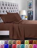 Wrinkle-Resistant 1500 Series Microfiber Bed Sheets 4-Piece Set, Deep Pocket, Twin/Twin XL Chocolate Brown - Premium Ultra-Soft Pillowcase Pair for Sleeping - Default Title