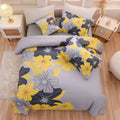 Fluffy Down Alternative Yellow Floral Comforter Set Queen Flower Bed Set Adult Soft Botanical Boho Bedding Set - Luxurious Quilted Duvet Cover Set - Default Title