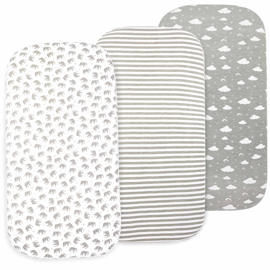 Ultra-Soft 3-Piece 30 Thread Count Gray Jersey Cotton Bed Sheet Set, Bassinet - Premium Ultra-Soft Pillowcase Pair for Sleeping - Default Title