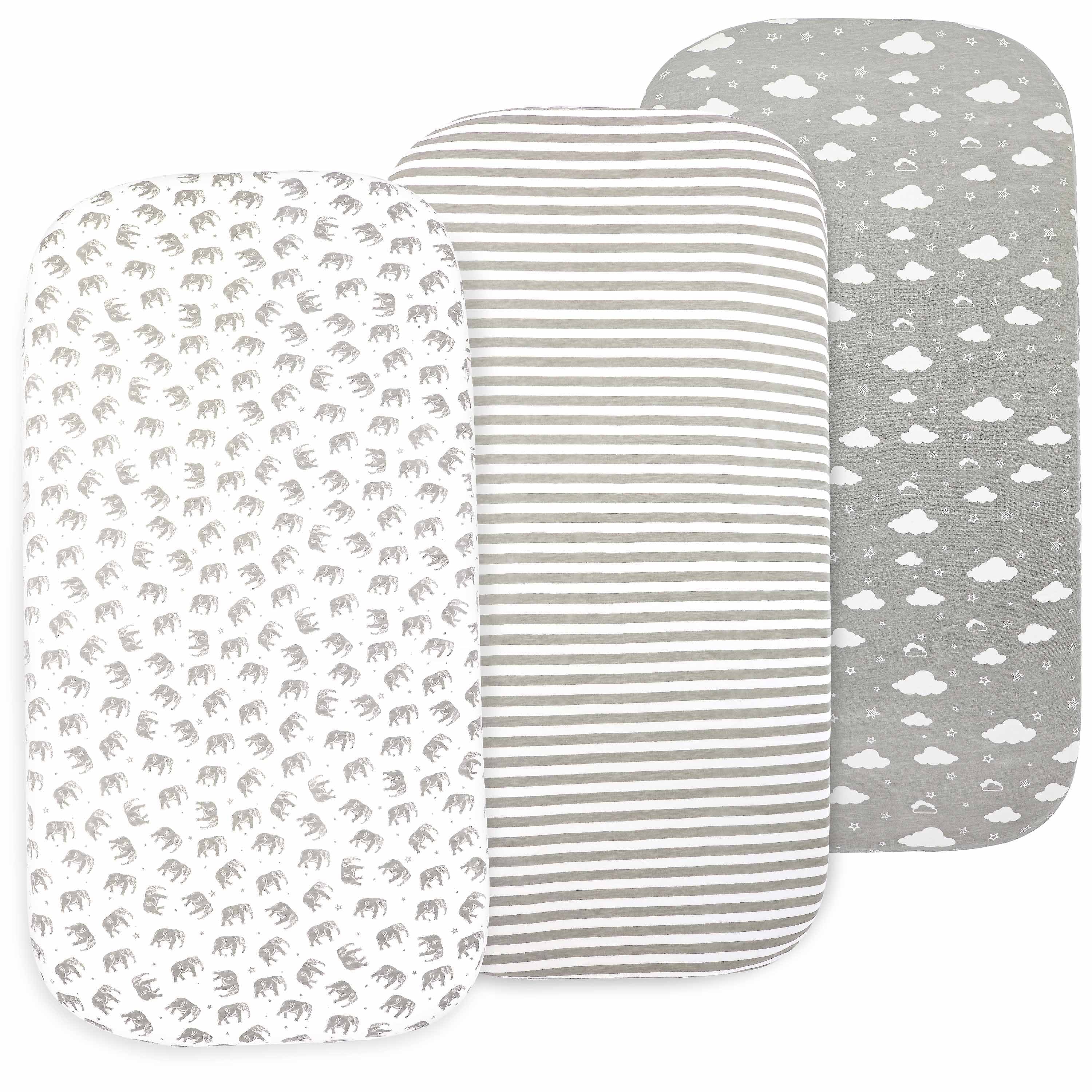 Ultra-Soft 3-Piece 30 Thread Count Gray Jersey Cotton Bed Sheet Set, Bassinet - Premium Ultra-Soft Pillowcase Pair for Sleeping - Default Title