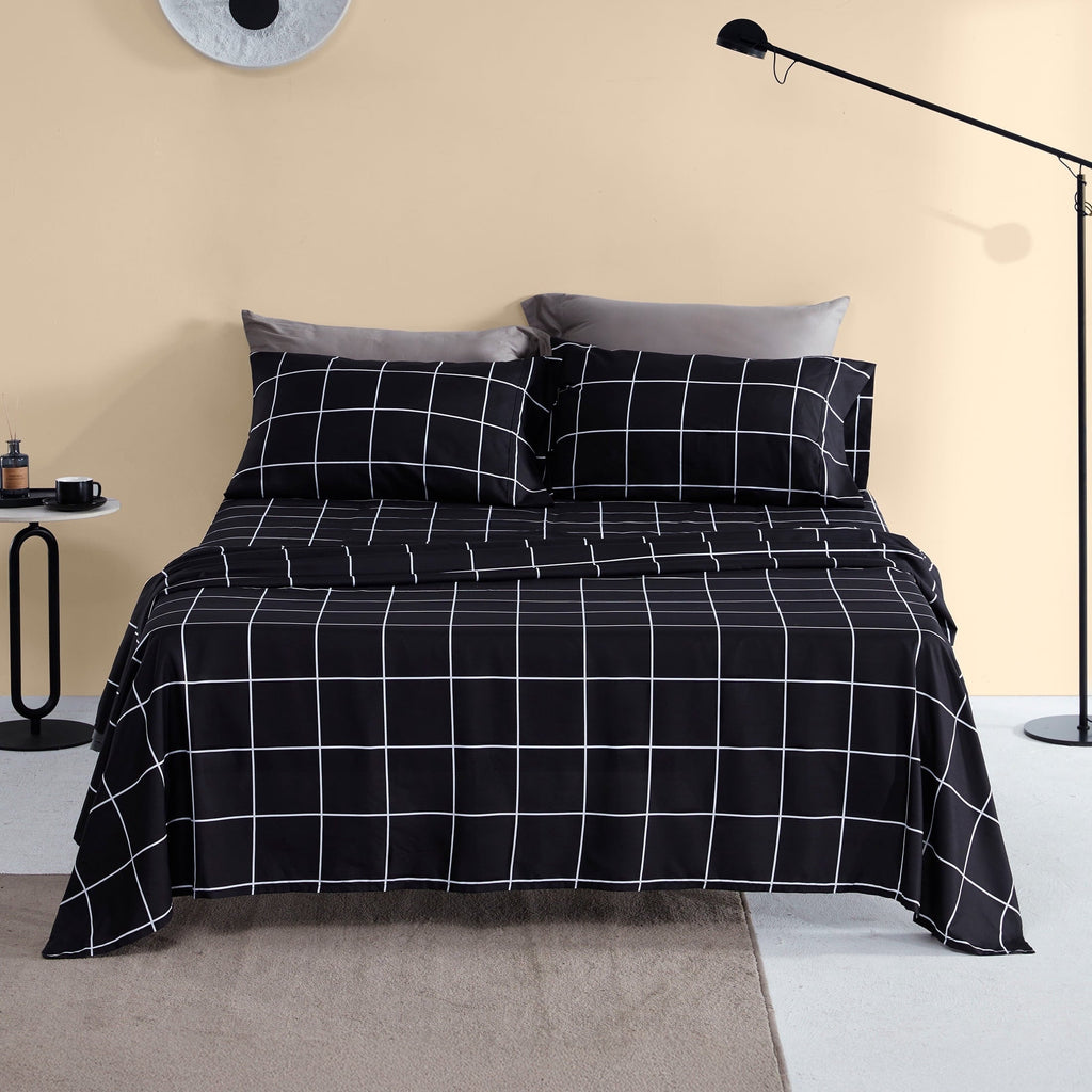 Cooling Sateen Full Bed Sheet Set, 4 Pieces Breathable & Super Soft, Easy Care Printed Microfiber with Deep Pocket & Envelope Closur... - Luxury Bed Sheet Set with Deep Pockets - Default Title