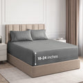Cooling Sateen 4-Piece Extra Deep Pocket Sheet Set - Full Size Breathable & Cooling Bed Sheets Fits 18"-24" Mattresses, Gray - Cooling Hotel Quality Bedding Sheets and Pillowcases - Default Title