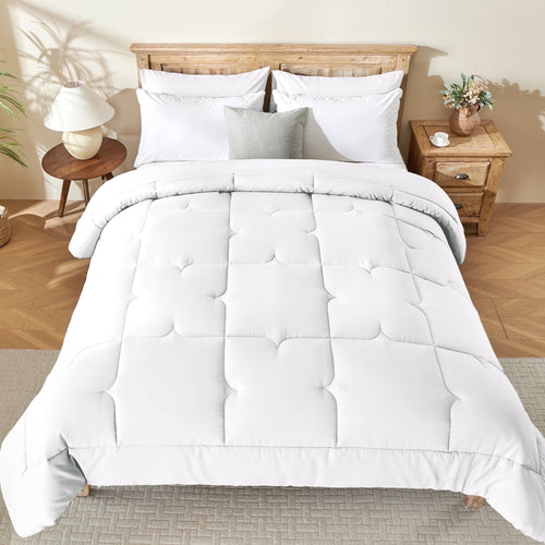 All-Season 3-Piece Queen Comforter Set - All-Season Down Alternative Bedding Bundle with 2 Pillow Shams, Premium Soft Bedding Se... - Luxurious Quilted Duvet Cover Set - Default Title