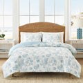 Luxurious Quilted 3-Piece Lightweight 100% Cotton Blue & White Ocean Print Comforter Set, Full/Queen - Cloud-Like Soft Lightweight Bed Comforter - Default Title