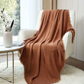 Reversible Sherpa Farmhouse Rust Knit Throw Blanket for Couch Sofa Chair Bed Home Decoration, Soft Warm Cozy Light Weight for Spring Su... - Super Soft Reversible Sherpa Flannel Blanket - Default Title