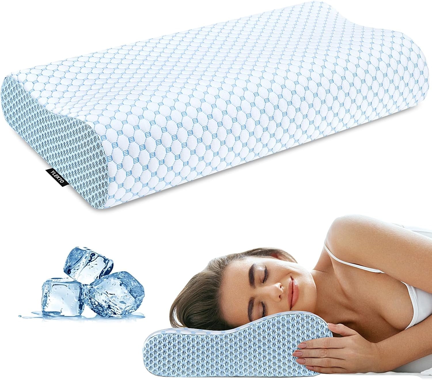Ergonomic Memory Foam for Neck Pain Relief, Contour Memory Foam s for Sleeping, Odorless Ergonomic Adjustable Orthopedic Cooling Bed Neck S... - Orthopedic Shredded Foam Bed Pillow Set - Default Title