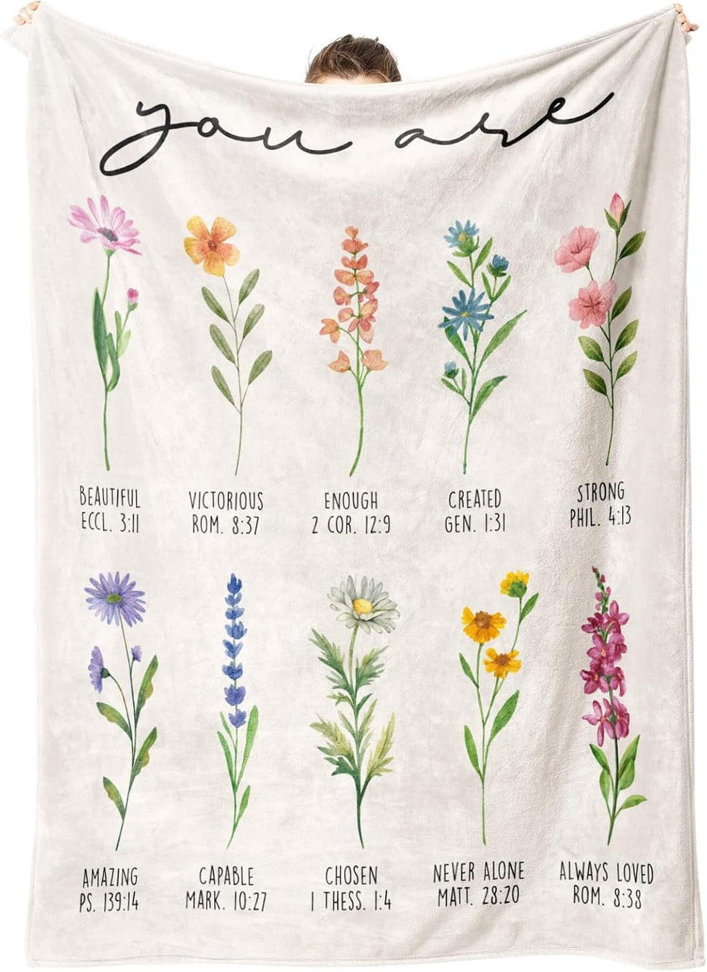 Cozy Fleece Christian Gifts for Women, Christian Blanket with Flowers, Birthday Gifts for Women, Inspirational, Religious Gifts f... - Lightweight Plush Warm Blanket for All Seasons - Default Title