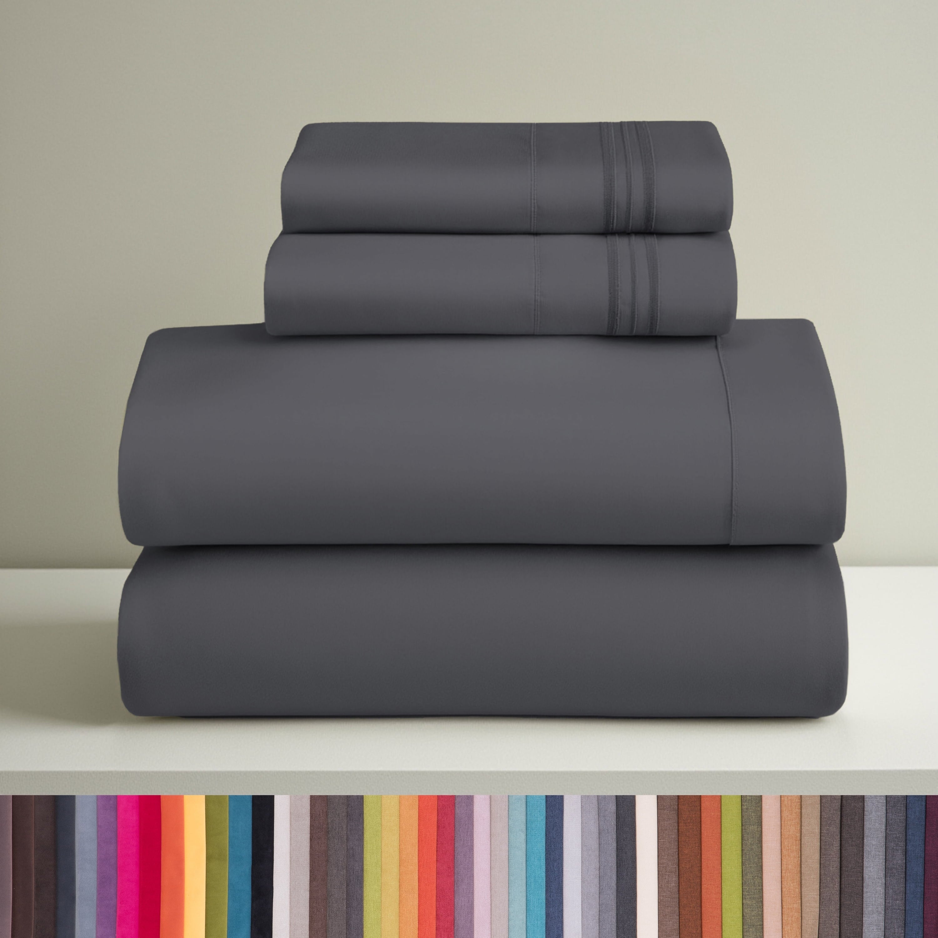 Ultra-Soft Sheets Set, 4 Piece Deep Pocket Sheets, 100% Soft Microfiber Bed Sheets Set, Gray - Cooling Hotel Quality Bedding Sheets and Pillowcases - Default Title