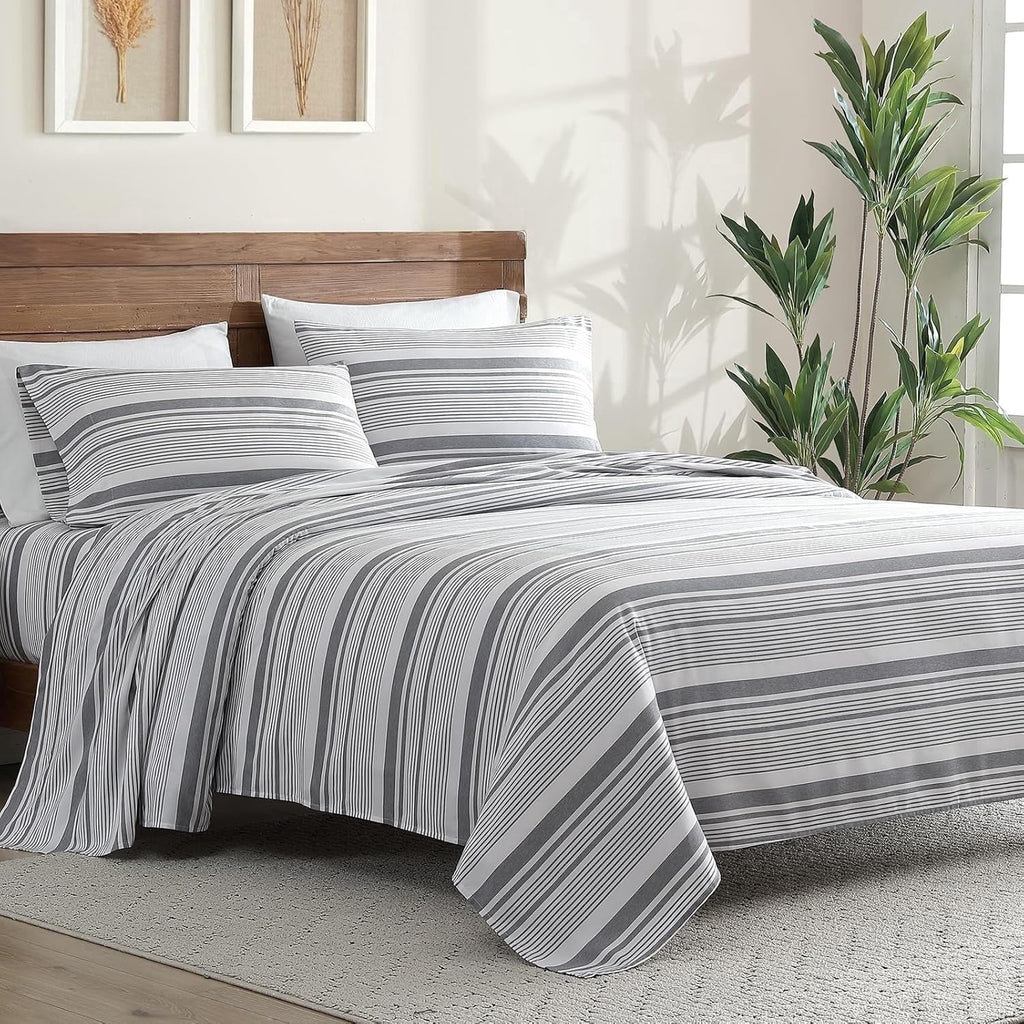 Cooling Sateen Home 3-Piece Twin Microfiber Classic Stripe Bed Sheet Set, Super Soft, Breathable Stripe Bedding with 16 inches Deep ... - Cooling Hotel Quality Bedding Sheets and Pillowcases - Default Title