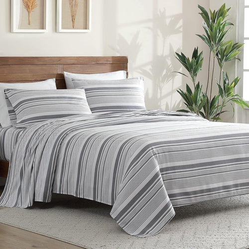 Cooling Sateen Home 3-Piece Twin Microfiber Classic Stripe Bed Sheet Set, Super Soft, Breathable Stripe Bedding with 16 inches Deep ... - Cooling Hotel Quality Bedding Sheets and Pillowcases - Default Title