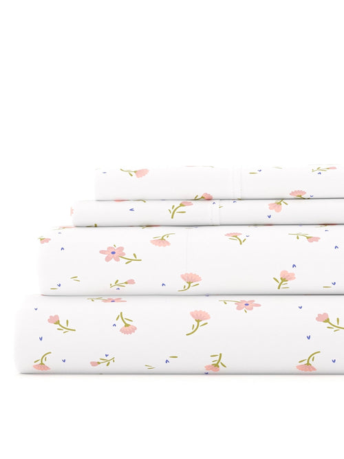 Breathable Luxury Ultra Soft & Breathable Wrinkle Free Bed Sheets Set - Floral Pink Farmhouse Patterned for Twin Size Bedding - Luxury Bed Sheet Set with Deep Pockets - Default Title