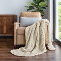Cozy Fleece Soft & Cozy Chunky Hand-Knit Throw Blanket, Ivory - Cozy Fleece Throw Blanket for Couch & Bed - Default Title
