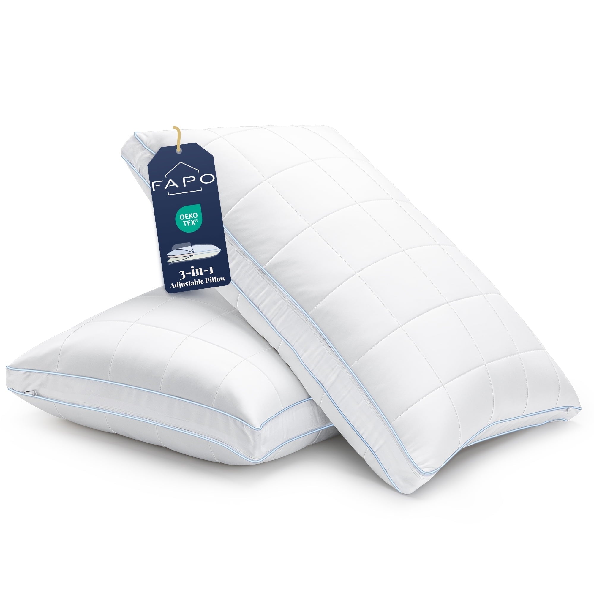 Decorative Plump Cooling Adjustable Pillow, Luxury Queen Size Bed Pillows Hotel Collection - Soft Firm Pillows for bed - Hotel Quality Plush Sleeping Pillows - Default Title