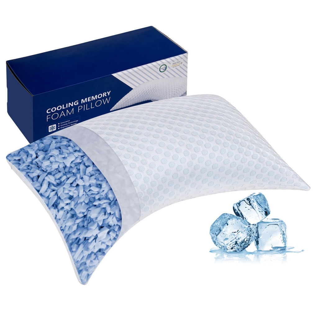Orthopedic Support Cooling Shredded Memory Foam Bed Pillows Adjustable Firm Support Pillow for Side and Back Sleepers Curved Pillows Set... - Orthopedic Shredded Foam Bed Pillow Set - Default Title