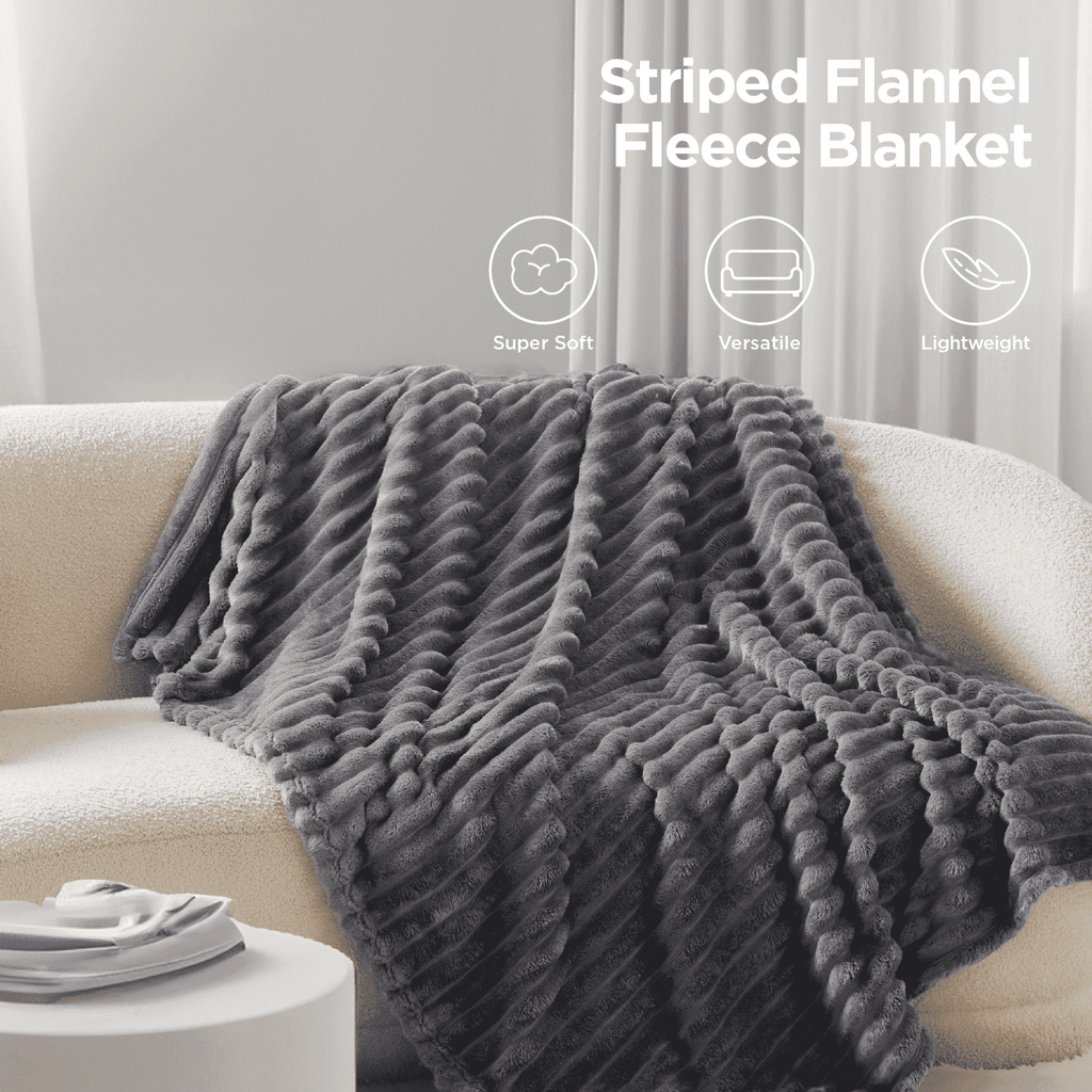 Cozy Fleece Grey Fleece Throw Blanket for Couch - Super Soft Cozy Blankets for Women, Girls, 50x60 inches - Luxury Knitted Decorative Throw Blanket with Fringes - Default Title