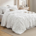 All-Season White Queen Comforter Set- 7 Pieces Pintuck Bedding Set with Comforters, Sheets, Pillowcases & Shams - Hypoallergenic Ultra-Fluffy Quilt for Winter - Default Title