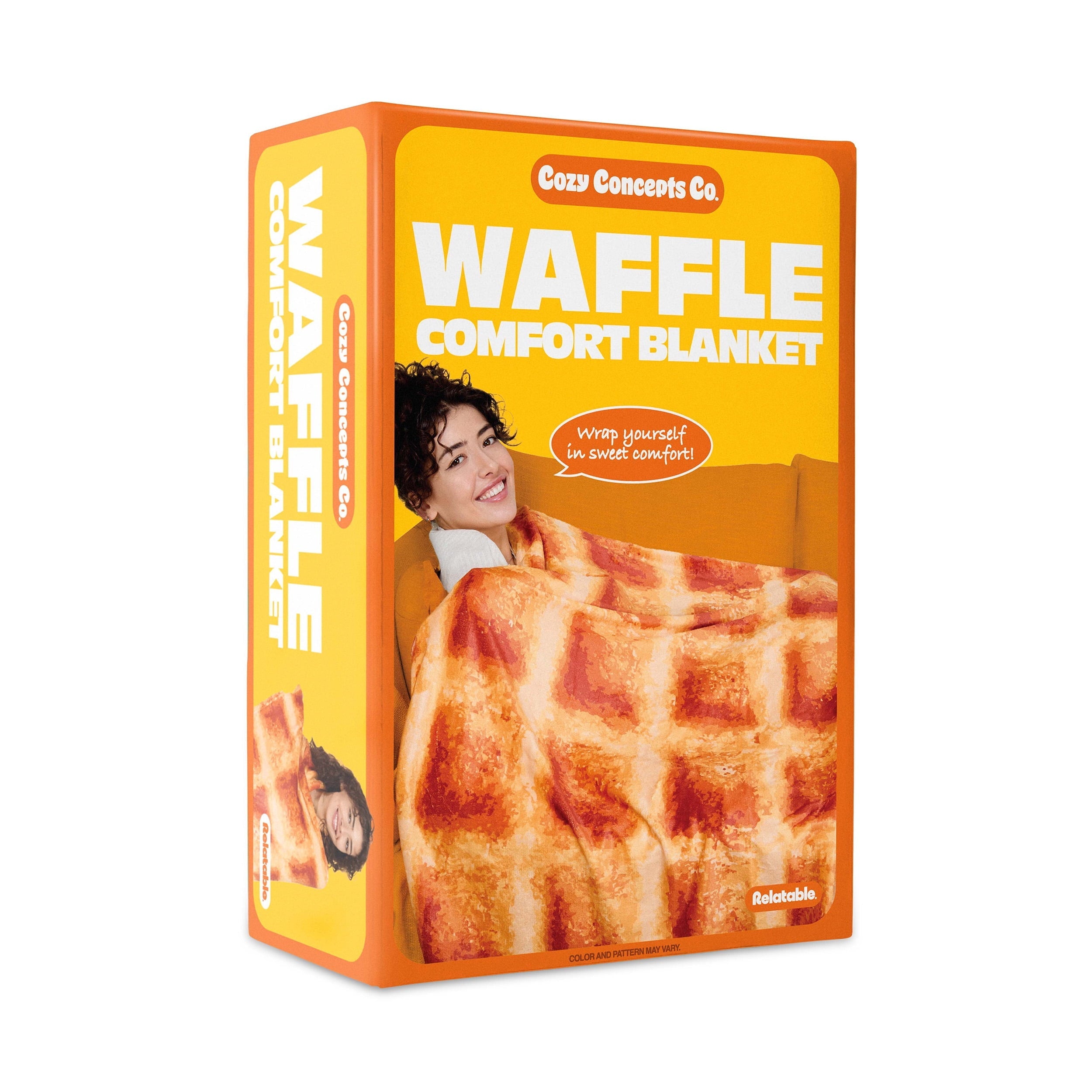 Decorative Knitted Waffle Blanket, 65" Soft Fleece Throw with Butter Square - Lightweight Plush Warm Blanket for All Seasons - Default Title